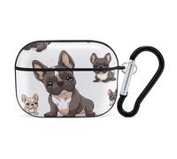 French Bulldog Airpod Pro Case AirPods 2 Case for Women Hard Shell Protective Cover with Carabiner Keychain Compatible with AirPods Case 2nd 1st Generation, Front LED Visible Black