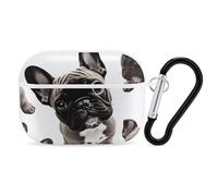 French Bulldog AirPods Pro Case Cover with Keychain Ring PC Hard Shell Protective Case for AirPods Pro 2nd for Women Men Generation Easy Open Full Drop Protection Cover White-Style