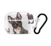 French Bulldog AirPods Pro Case Cover with Keychain Ring PC Hard Shell Protective Case for AirPods Pro 2nd for Women Men Generation Easy Open Full Drop Protection Cover White-Style