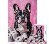 French Bulldog Amid Rolls Jigsaw 1000 Pieces for Teenagers Improve Overall Mental Performance Mindful Soothing Leisure Game (38x52cm)