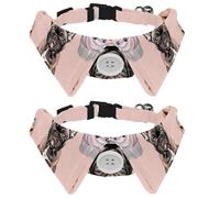 French Bulldog and Dessert Watercolor Puppy Dogs Dog Collar Bowtie, Comfortable Adjustable Dog Bow Tie Collar for Small Boys and Girls Pets