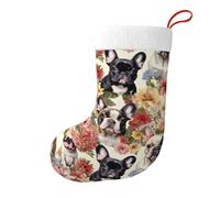 French Bulldog And flowers Christmas Stocking, Candy Gift Bags, Hanging Stocking Ornament, Christmas Decorations