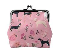 French Bulldog and Flowers Full Double-Sided Printed Pattern Women's and Girls' Fashionable Leather Kiss Lock Coin Purse Card Bag