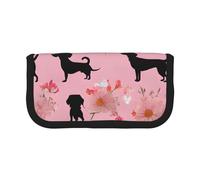 French Bulldog and Flowers Print Pencil Case Big Capacity Pencil Bag Makeup Pouch Durable Students Stationery with Double Zipper for School/Office