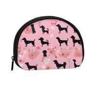 French Bulldog and Flowers Print Portable Mini Storage Bag Shell Shaped Wallet Small Coin Wallet Shell Storage Bag