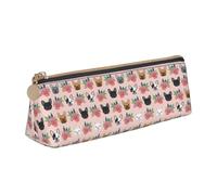 French Bulldog and Flowers Print Triangle Pencil Case Large-Capacity Stationery Organizer Stylish Pens Pouch