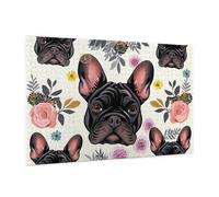 French Bulldog And Flowers Printed Picture Puzzle 1000 Pieces,Personalised Jigsaw Puzzle,Wooden Jigsaw Puzzles For Adults And Kids,Fun Jigsaw Puzzles As A Xmas Gift Or Decorative Collection.
