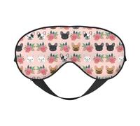 French Bulldog and Flowers Printing Double-Sided Eye Mask,Blackout for Sleeping, Comfort Sleep Eye Mask for All-Occasion