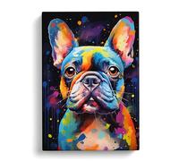 French Bulldog Art Informel Art Canvas Print | Gallery Wrapped 30mm Frame Wall Decor | 30x20 inches | Ready to Hang | Contemporary Animal Picture | Living Room Bedroom Lounge Office