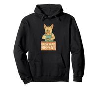 French Bulldog Barista Brew Bark Repeat Frenchie Pullover Hoodie