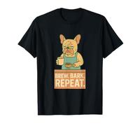 French Bulldog Barista Brew Bark Repeat Frenchie T-Shirt