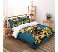 French Bulldog Bedding Set 3D Digital Printing Animal Themes Duvet Cover Set 3 Pieces Chic Breathable Comforter Cover for Boys & Girls with Pillowcase Super King(260x220cm)
