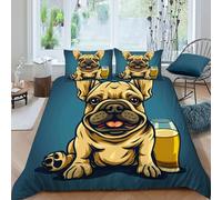 French Bulldog Bedding Set 3D Digital Printing Animal Themes Duvet Cover Set Microfiber Quilt Cover Universal for All Seasons with Pillow King(220x240cm)