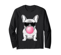 French Bulldog Blowing Bubble Funny Cute Frenchie Dog Lover Long Sleeve T-Shirt