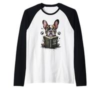 French bulldog, book how to train your human funny dog motif Raglan Baseball Tee
