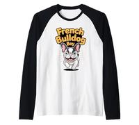 French Bulldog Boy Cute Cartoon for Dog Owners Mens Frenchie Raglan Baseball Tee