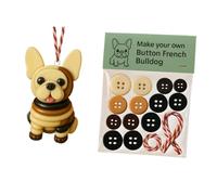 French Bulldog Button Ornament Kits, Christmas Button Ornament Making Set Funny Christmas Decorations for Tree Sewing Car Rearview Mirror Wall Wallet
