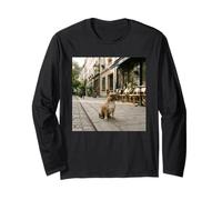 French Bulldog Cafe Street Paris City Scene Long Sleeve T-Shirt
