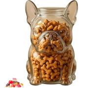 French Bulldog Candy Jar,Glass Dog Treat Jar with Lid,Cute Bulldog Snack Container for Cookies,Candy,Coffee Pods, Airtight Storage Jar for Kitchen Counter & Pet Lovers Gift (C)