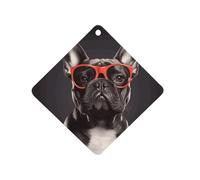 French Bulldog Car Air Freshener Hanging, Long Lasting Scented Car Aromatherapy Tablets, Rhombus Fragrance Scented Cards for Vehicles, Bedroom, Wardrobe Gray-style