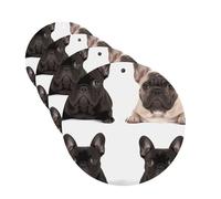 French Bulldog Car Air Fresheners 4 Pcs Funny Hanging Car Air Fresheners Cute Long Lasting Scented Mirror Hanging Decoration Ornaments Gift For Men Women Round Shape