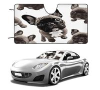 French Bulldog Car Windshield Sun Shade - Reflector Sunshade Offers Ultimate Protection for Car Interior, Cool Reflective Sun Blocker Fits Small Sedans, Mini SUVs 55"x30"