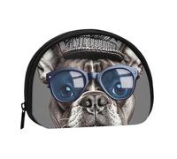 French Bulldog Cartoon Printed Mini Coin Pouch, Shell Shape Zip Around Wallet, Small Zipper Pouch for Cash, Cards, Keys, Lipstick, Storage Pouch, Travel Organizer
