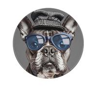 French Bulldog Cartoon Prints Round Mouse Pad 2 PCS,Non-Slip Rubber Base Mousepad Mouse Mat for Laptop Computer Office 7.9 x 7.9 Inch