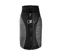 French Bulldog Chihuahua Pug With Zip Jacket Vest Winter Warm Pet Coat Clothes Outdoor Waterproof Reflective Dog Safety Jacket,Black,L