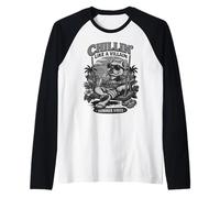French Bulldog Chillin Drinking ice Coffee on a Swing DIGOR Raglan Baseball Tee