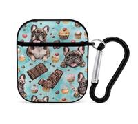 French Bulldog Chocolate Cute Earbuds Case Compatible with Airpods 1/2 Wireless Headphones Cover with Carabiner