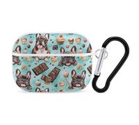 French Bulldog Chocolate Cute Earbuds Case Compatible with Airpods Pro Wireless Headphones Cover with Carabiner