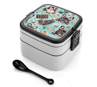 French Bulldog Chocolate Printed Bento Box Leakproof Double Layer Lunchbox for Office Reusable Meal Prep Container