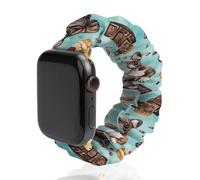 French Bulldog Chocolate Printed Scrunchie Watch Band Compatible with IWatch Soft Elastic Replacement Straps