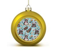 French Bulldog Chocolate Shiny Christmas Ball Ornaments for Xmas Tree Hanging Balls Holiday Party Decoration 1PCS