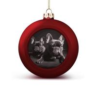 French Bulldog Christmas Ball Ornament - 2.4 Inch Shatterproof Plastic Xmas Tree Decorations, Red Christmas Tree Decor Hanging Ball for Holiday Wedding Party Decor