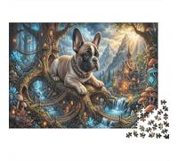 French Bulldog Classic 1000 Pc Rigid Cardboard Jigsaw Treehouse Waterfall for Seniors Brain Training Rainy Day Fun Must-Have for Puzzle Lovers 38x26cm/1000pcs