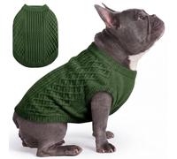 French Bulldog Clothes, Breed Specific Pullover Knit Dog Winter Sweater | French Bulldog Sweater, Stretch Knit Pullover Dog Clothes, Wide Chest Custom Fit for Short Stocky Frenchies, ArmyGreen S