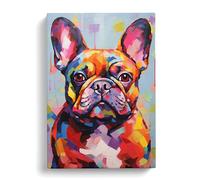 French Bulldog Contemporary Art Canvas Print | Gallery Wrapped 30mm Frame Wall Art | 30x20 inches | Ready to Hang | Contemporary Animal Picture | Living Room Bedroom Lounge Office