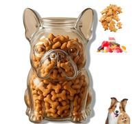 French Bulldog Cookie Jar,Dachshund Snack Jar for Cookies Candy,Cute Airtight Treat Containers with Lids,Pet Treat Jar, Adorable Dog Shape Glass Food Jars,Pet Food Storage Container (French bulldog B)