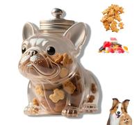 French Bulldog Cookie Jar,Dachshund Snack Jar for Cookies Candy,Cute Airtight Treat Containers with Lids,Pet Treat Jar, Adorable Dog Shape Glass Food Jars,Pet Food Storage Container (French bulldog A)