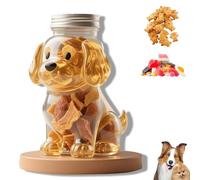 French Bulldog Cookie Jar,Dachshund Snack Jar for Cookies Candy,Cute Airtight Treat Containers with Lids,Pet Treat Jar, Adorable Dog Shape Glass Food Jars,Pet Food Storage Container (Golden retriever)