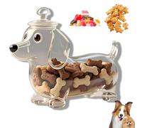 French Bulldog Cookie Jar,Dachshund Snack Jar for Cookies Candy,Cute Airtight Treat Containers with Lids,Pet Treat Jar, Adorable Dog Shape Glass Food Jars,Pet Food Storage Container (Dachshund)