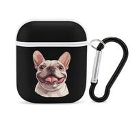 French Bulldog Cute Earbuds Case Compatible with Airpods 1/2 Wireless Headphones Cover with Carabiner