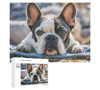 French Bulldog Dog Cute 500 Piece Jigsaw Puzzle for Adults Challenging Puzzles for Cognitive Workout Unique Shaped Jigsaw Puzzle Relaxing Gift Home Wall Decor
