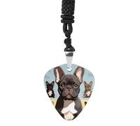 French Bulldog Dog Cute Guitar Pick Necklace Exquisite Titanium Steel Personalized Necklaces Cool Pendant Necklaces Fashion Guitar Pick Holder Necklace Unique Gifts for Adult