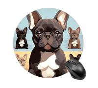 French Bulldog Dog Cute Round Mouse Pad 7.8 Inch, Portable Gaming Mouse Mat with Non-Slip Rubber Base & Smooth Surface, Waterproof Mousepad for PC, Laptop, Computer, Office, Home