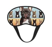 French Bulldog Dog Cute Sleep Mask for Side Sleeper Eye Mask for Sleeping Light Blocking Soft Breathable Sleep Eye Mask for Women Men Adjustable Elastic Strap Travel Nap Blackout Eye Shade Cover