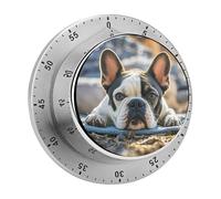 French Bulldog Dog Cute Timer Stainless Digital Visual Timer Exquisite Mechanical Countdown Time Management Tools with Silent Operation Timer for Kitchen Office Classroom