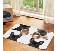 French Bulldog Dog Food Mats for Floors, 16x24 Inch Non-Slip Super Absorbent Pet Food Mat, Dishwasher Dog Mat for Food and Water, Cute Rubber Quick Dry Pet Feeding Mat for Dogs Puppy Cats